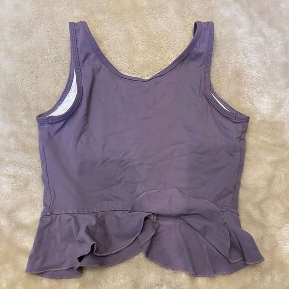 Lilac purple flutter crop tank top with built in sports bra | Sz M (NO SIZE TAG) - Picture 3 of 3